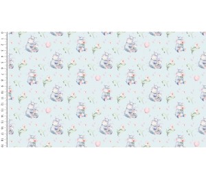 Popeline - Hippos Nilpferde Aquarell blau